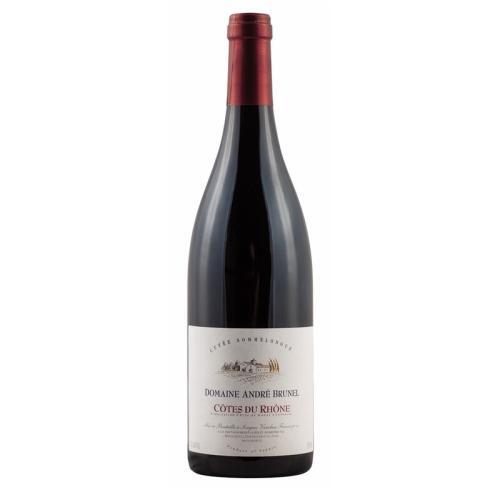 Bouteille de 75 cl de Côtes-du-Rhône Sommelongue 2022 du Domaine André Brunel.
